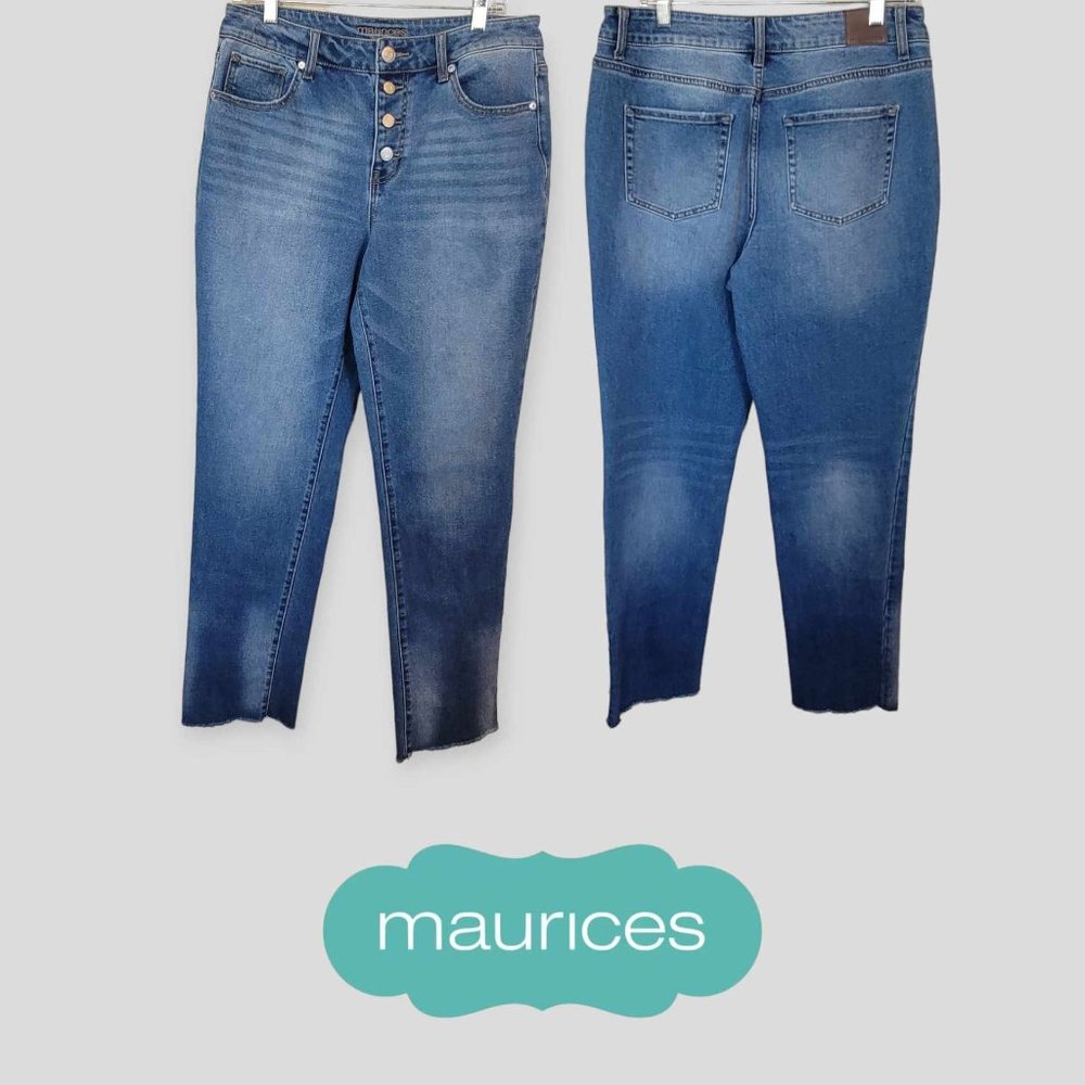 Maurices Womens High Rise Denim Jeans Button Fly Straight Leg Size 32 X31